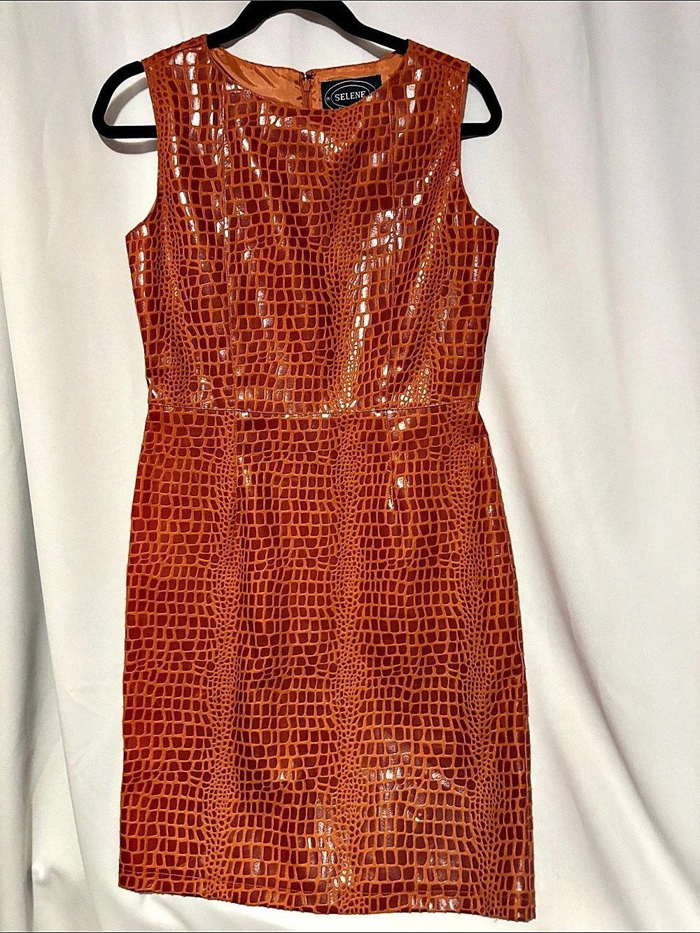 Selene Crocodile Print Mini Dress in Brown Like New